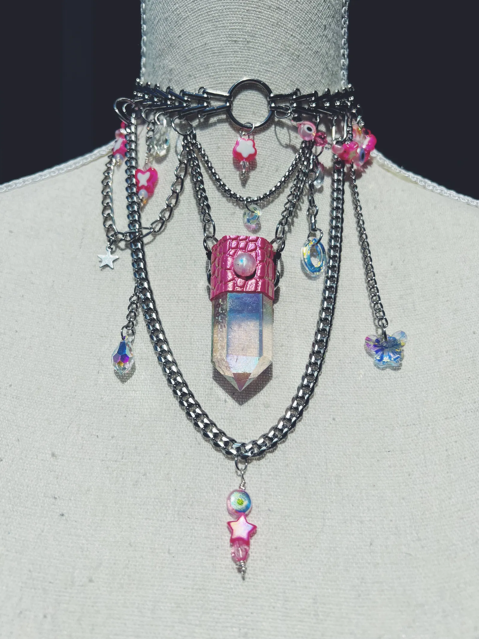 Hot Pink Angel Aura Necklace