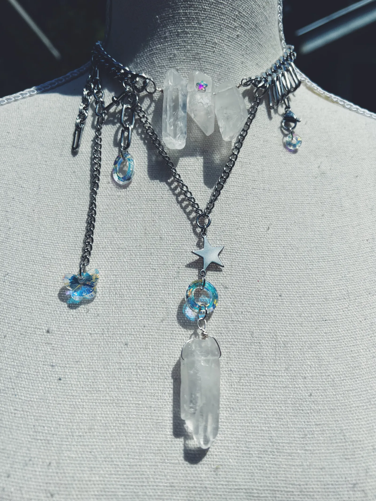 Quartz Star Messy Chained Necklace