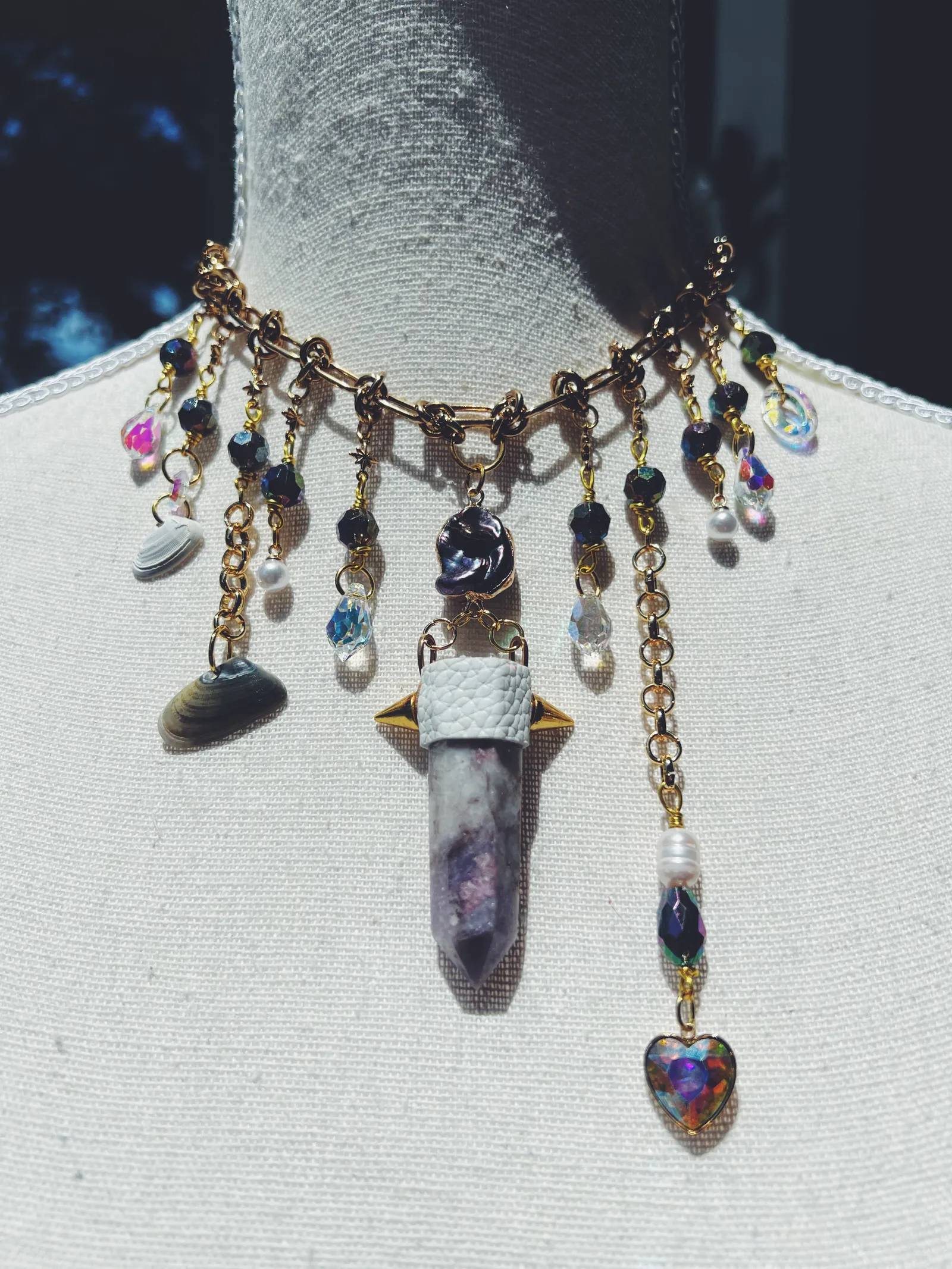Lepidolite Pearl Dangle Necklace